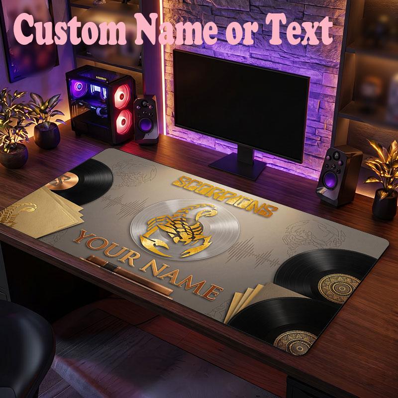 Scorpions Customized Name Text Mouse Pad, Large Desk Mouse Mat Personalized Home Office Present