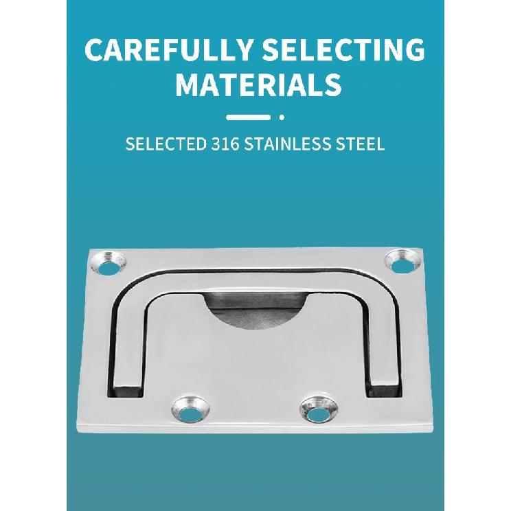 Andymarine Stainless Steel Boat Recessed Hatch Square Flush Llift Ring Handle Marine Locker Flush Lift Ring Pull Deck Hatch Boat