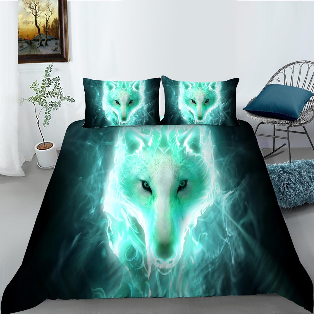 Wolf Digital Printing Quilt Cover Pillowcase Two Three Piece Set Polyester