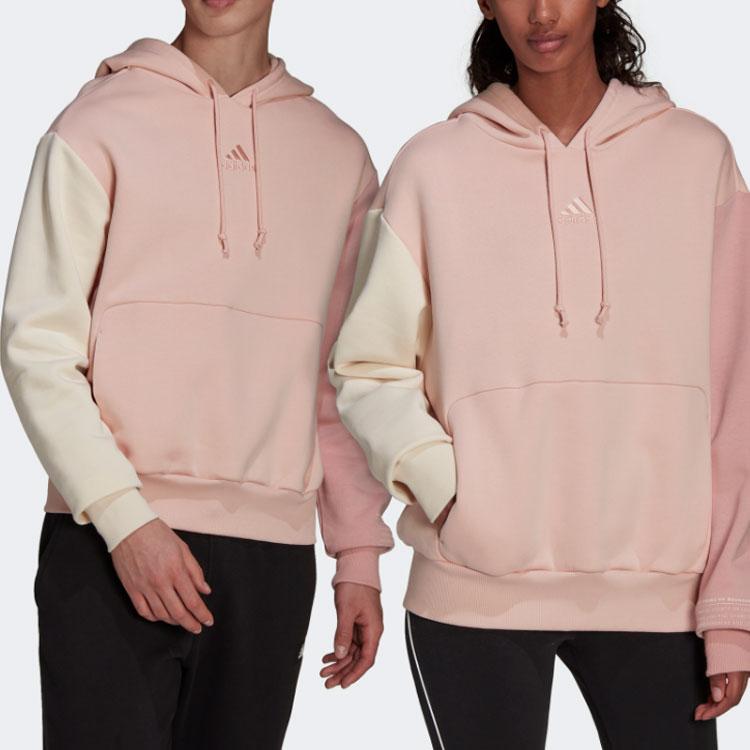 Adidas Свободная спортивная толстовка с капюшоном Colorblock Spliced, мужские топы Vapor-Pink White HU0413