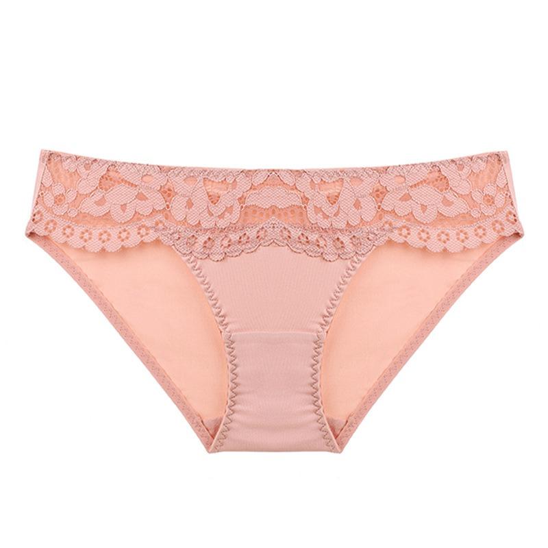 Women Sexy French Ultra Thin Flower Embroidered Lace Low Waist Butt Lifting Panties
