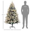180cm Artificial Christmas Tree with 793 Branches, LED Lights and Snow-Covered Branches, Green
