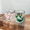 Japanese Style Hammered Hand Painted Lily of The Valley Crystal Glass Cup for Whiskey Tea Water