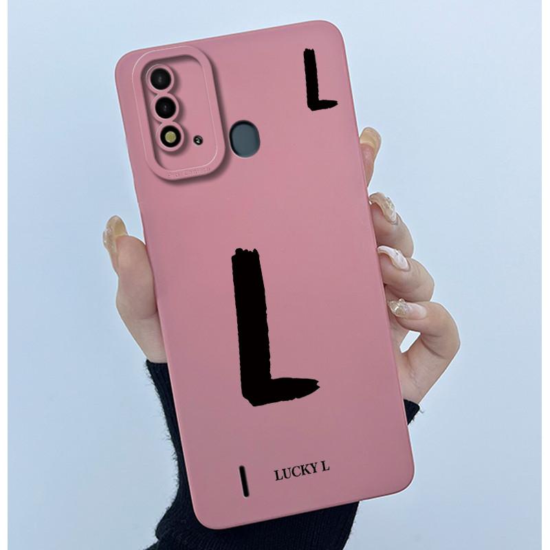 For ITEL Vision 2S P37 P651L P651W Case Cover Lucky Initial Letter Silicone Soft Matte Phone Bumper for ITEL Vision2S P37 Casing