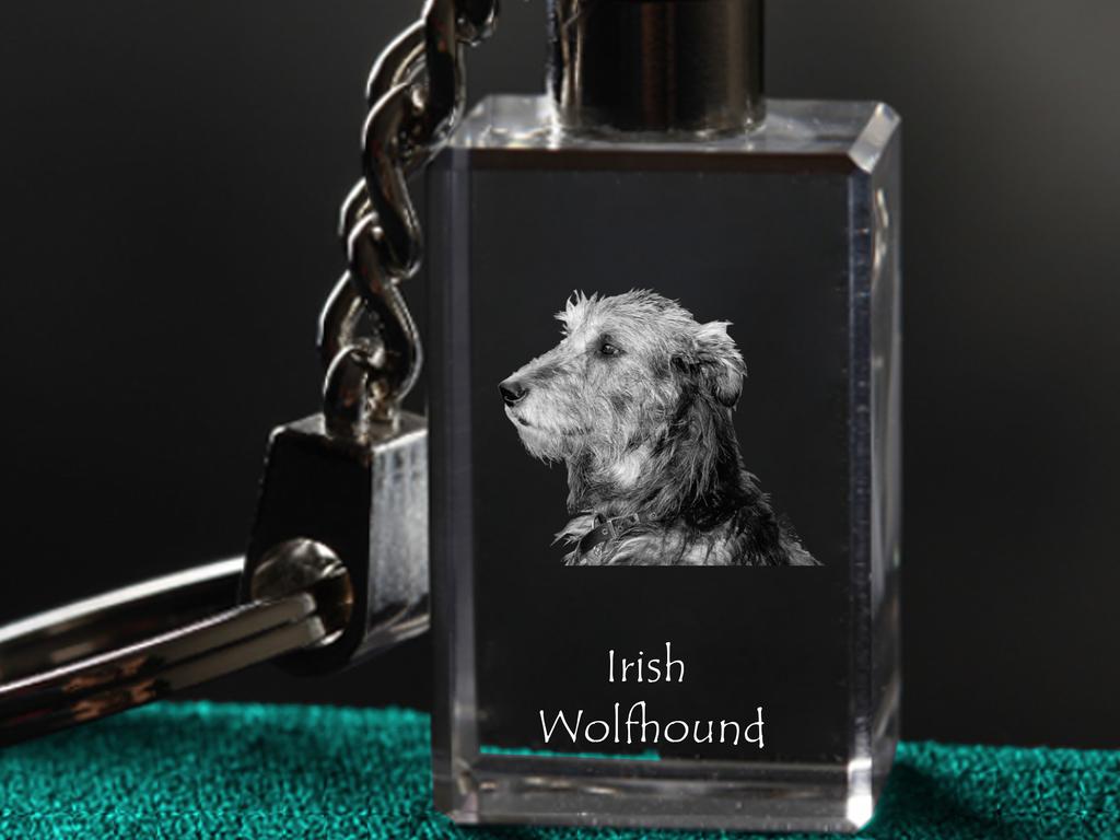 Irish Wolfhound – Crystal key ring with dog photo, illuminated key ring | Art-Dog