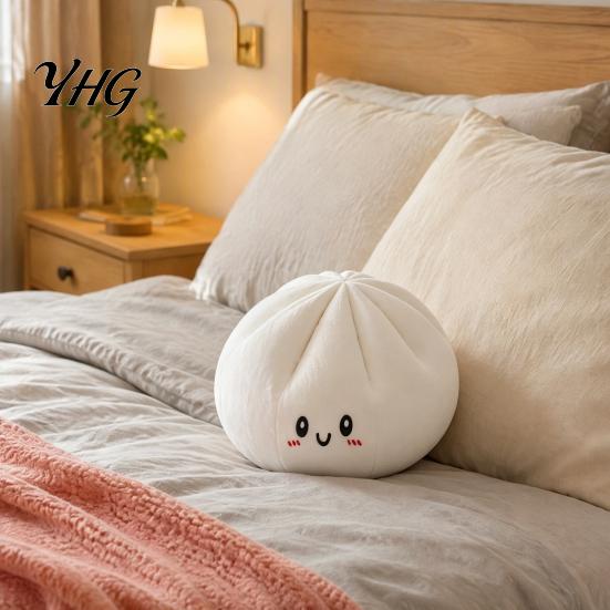 Polyester Fiber Stuffed Toy Giant Dumpling Pillow, Cute Plush Steamed Bun Squeeze Toy, Decorative Home Accessory Slow Rising Stress Ball for