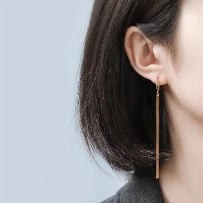 ANENJERY Длинные серьги-капли из змеиной кости с кисточками для женщин, простые ювелирные аксессуары с пряжкой для ушей