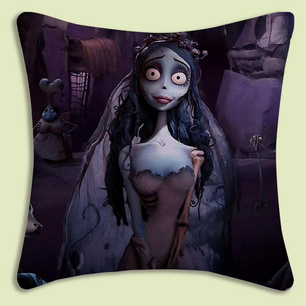 C-Corpse Bride Cartoon Anime Pillow Covers Cartoon Sofa Decorative Home Double-Sided Printing Short Plush Cute Cushion Cover