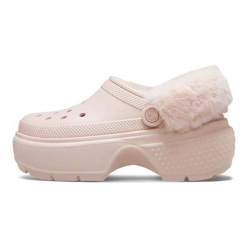 Crocs Снежный Дом Теплые Хлопковые Клоги Женские Кварцевый Розовый Плюшевая Секция Несъемная 208546-6UR