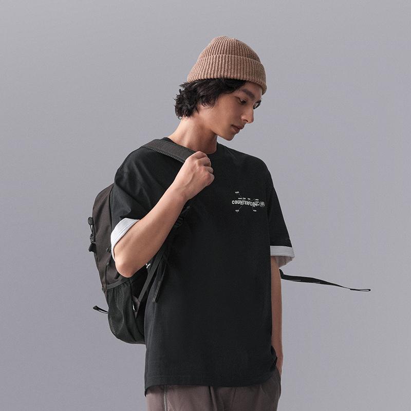 Мужские футболки Li Ning CF Tracing Черные С круглым вырезом Умеренный прямой крой ATSU597-1