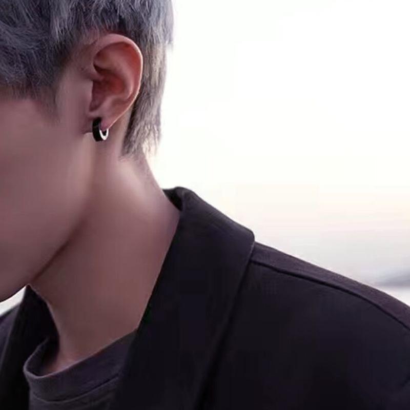 Унисекс Корейские Хип-Хоп Минималистичные Серьги-Кольца и Каффы из Титановой Стали