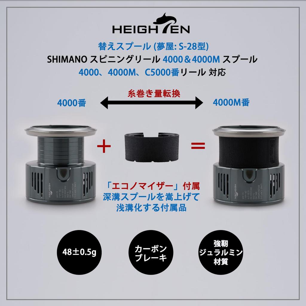 Катушка HEIGHTEN, сменная шпуля Yumeya, совместимая с S-28 #4000 #5000 Stella/Twin Power/Vanquish/Vanford/Stradic/Exsense