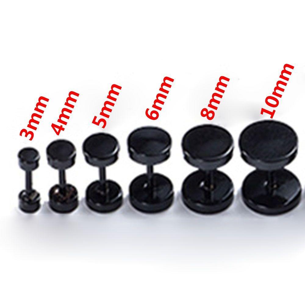 1Pair Unisex Jewelry Stainless Steel Cheater Plugs Earrings Dumbbells Pattern Ear Stud