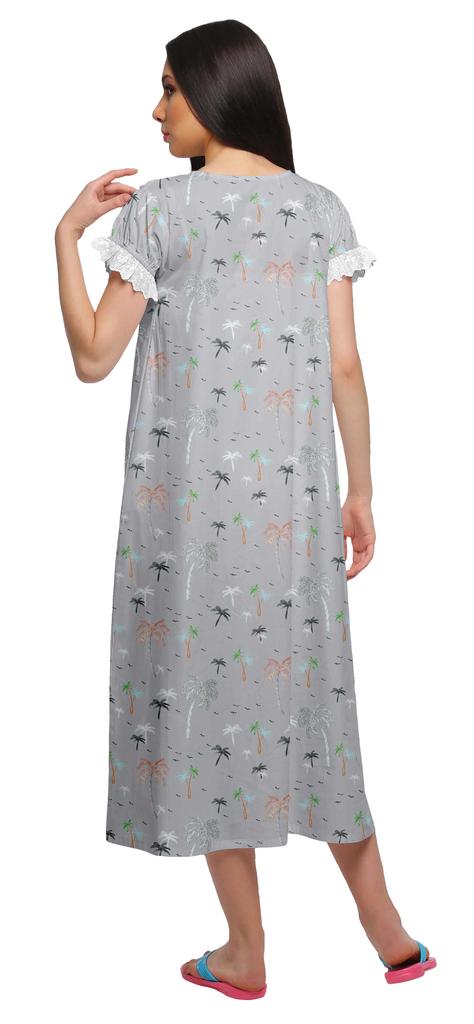 Moomaya Женская ночная рубашка с V-образным вырезом для кормления, хлопковая ночная рубашка А-силуэта с принтом