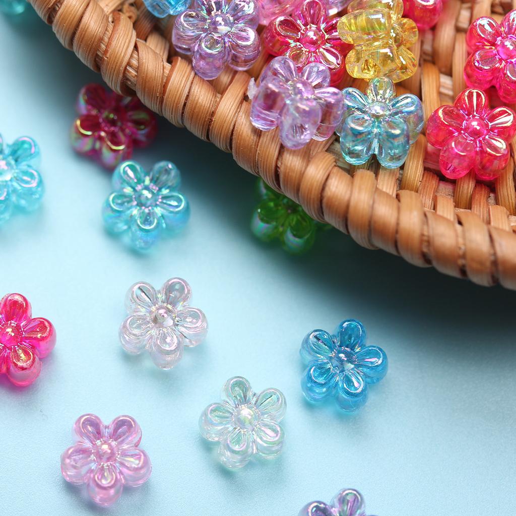 Высококачественные аксессуары ручной работы Бусины-разделители 7 мм Браслет Ожерелье Свободные 200 шт. AB Покрытие DIY Бусины с цветком сливы для изготовления ювелирных изделий Акрил