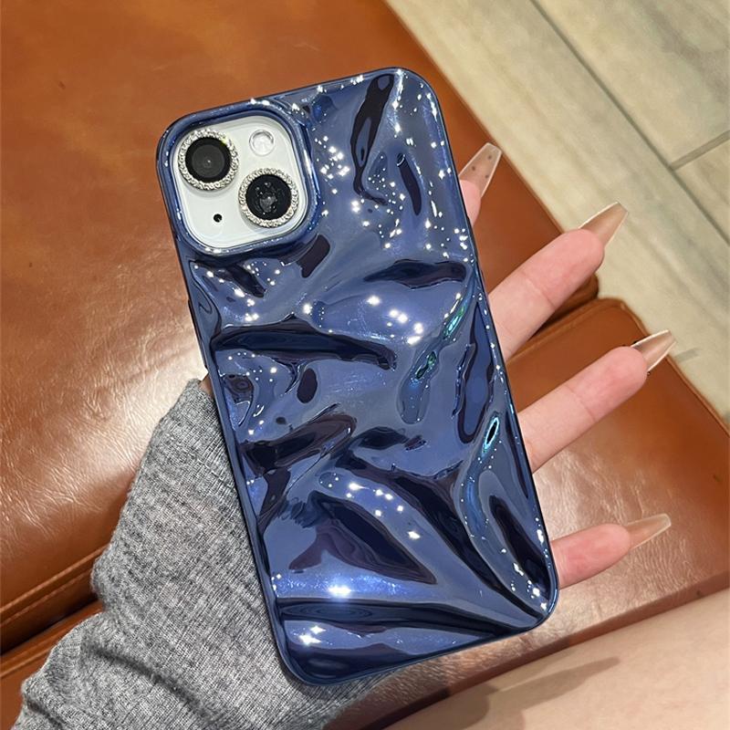 Чехол для телефона с 3D-эффектом мятой текстуры с покрытием Ins для iPhone 16 15 14 Plus 13 12 Pro Max 11, мягкая ударопрочная крышка с волнообразной текстурой