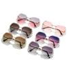 Trend frameless sunglasses, diamond-encrusted polygonal sunglasses, women's personality ocean piece gradual change color glasses