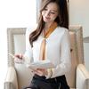 Women Tops Blouse Vintage Long Sleeve Shirt Chiffon Top White Shirt