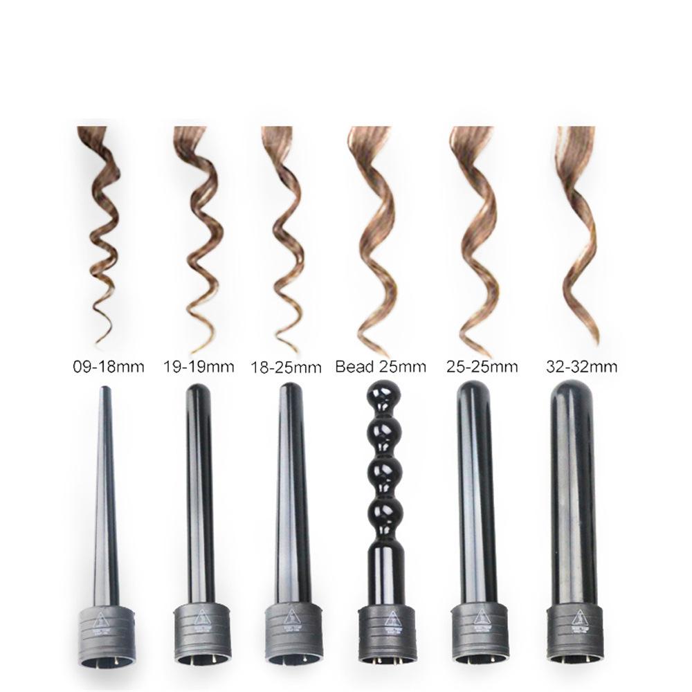 6 In 1 Curling Iron Wand Set With 6 Interchangeable Ceramic Barrels