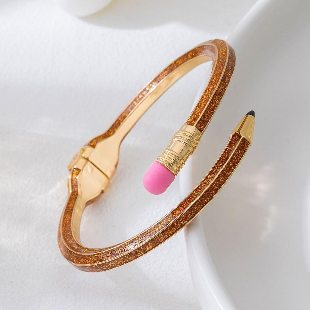 Shiny Glitter Pencil Bangle Trendy Fashion Cuff Bracelet Cute Cross Enamel Bracelet  Daily
