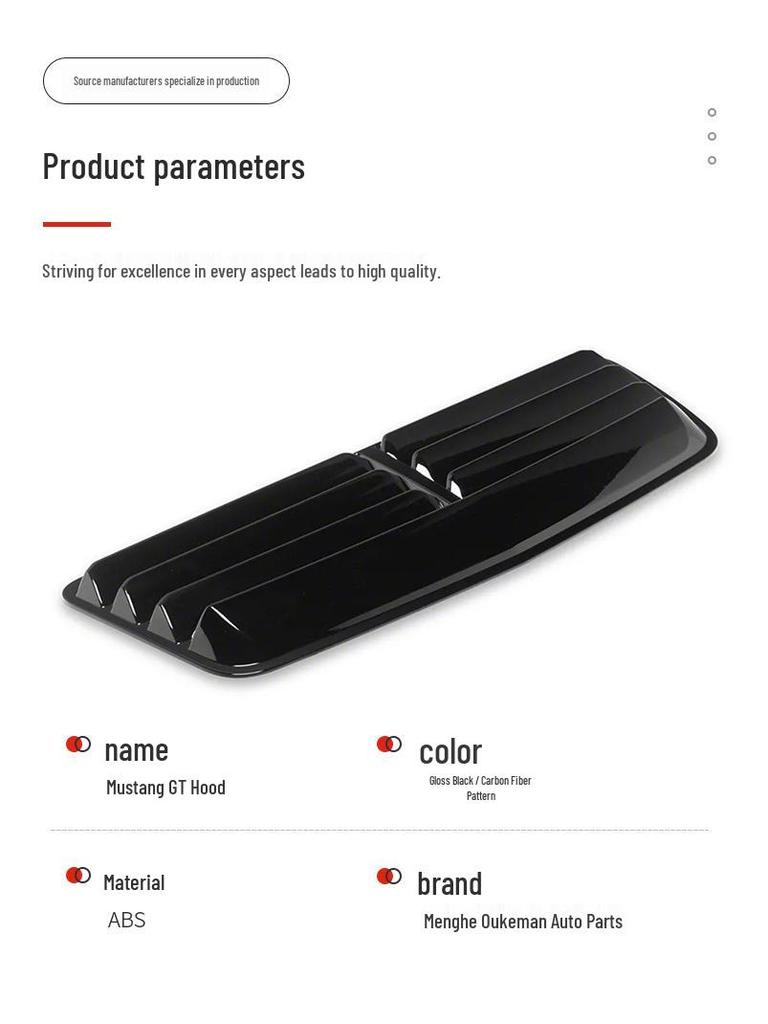 Modified Hood Air Intake Vent for 2024 Ford Mustang S650 with High & Low Hood Stickers