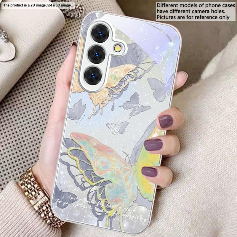 Счастливая бабочка Картина Для Samsung S26 S22 S8 S9 S10 S20 Ultra S21 Pro S22 Plus S23 FE S24Ultra S25 Edge S24+ Стеклянный Чехол Для Телефона