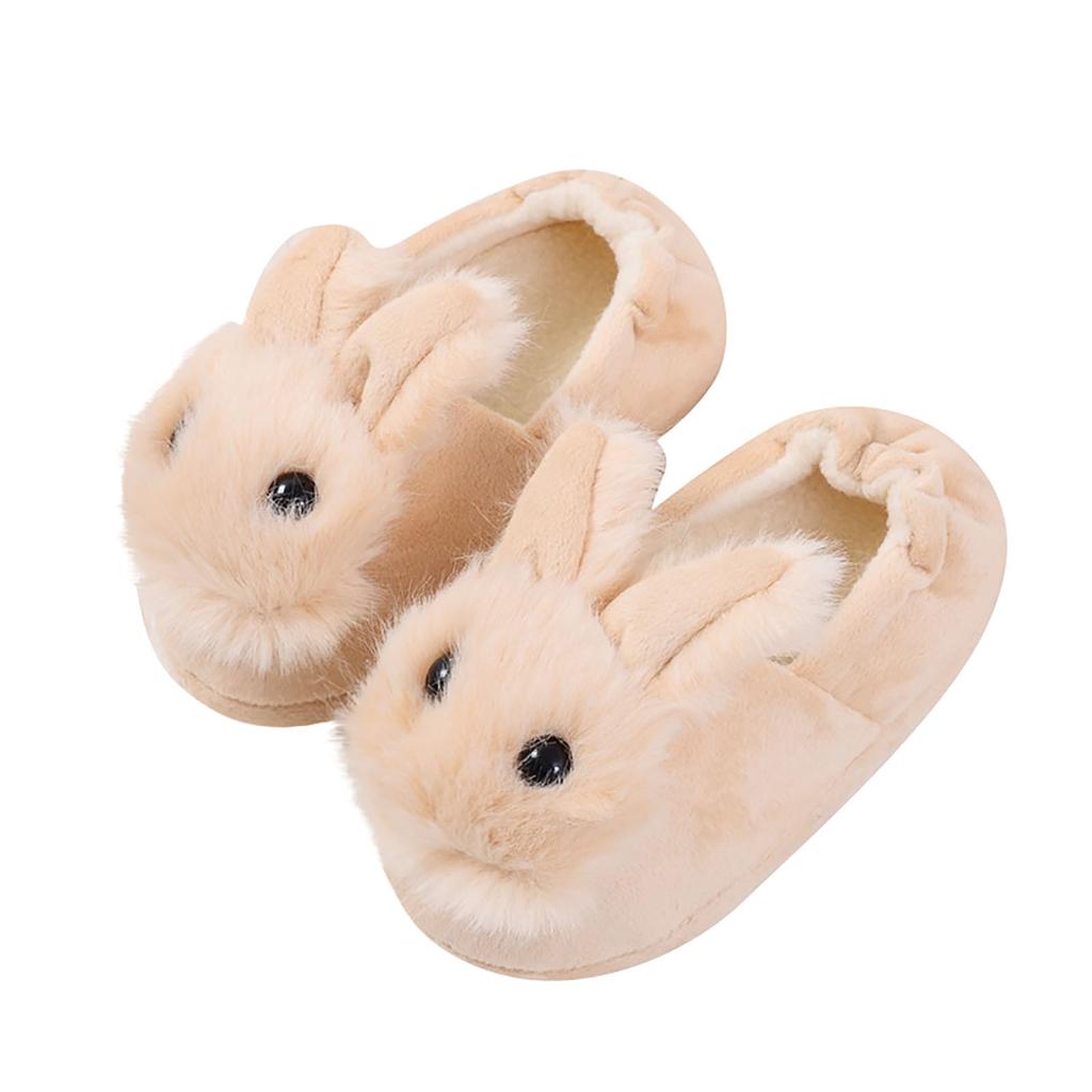 Детские теплые нескользящие хлопковые тапочки с рисунком кролика Fluffys, детские тапочки