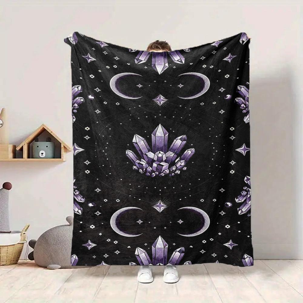 1pc Crystal Celestial Print Blanket Lightweight Flannel Throw Blanket For Sofa, Bed, Living Room, Office, Outdoor Travel, Camping