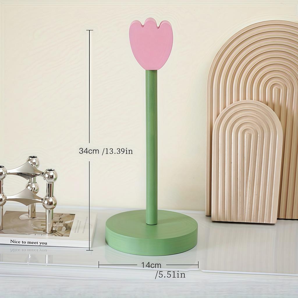 Tulip Wood Paper Towel Holder Kitchen Roll Paper Towel Holder Bathroom Tissue Vertical Stand Paper Towel Storage Holder
