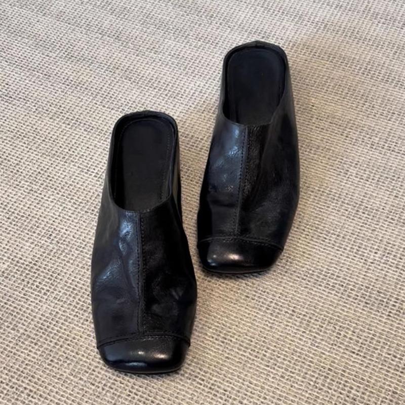 Модные Роскошные Женские Летние Кожаные Шлепанцы Балетки Мелкие Ленивые Лодочки Слингбэки Мюли Обувь Мягкие Теплые Лоферы Женские Шлепанцы Вьетнамки Тонгс Женские