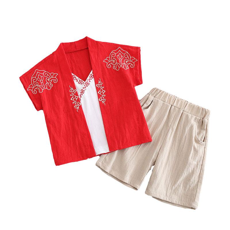 Ханбок для мальчиков, летний китайский стиль, старинный летний костюм из двух частей, детский костюм Тан, детские платья на годовщину, известный стиль