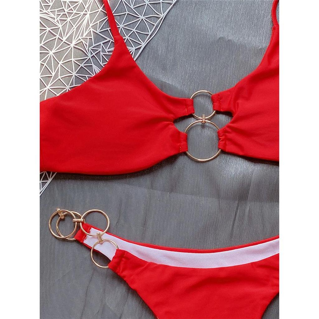 Sexy Metal Rings Brazilian Bikini Female Swimsuit Women Swimwear Two-pieces Bikini Set Bather Bathing Suit Swim Lady