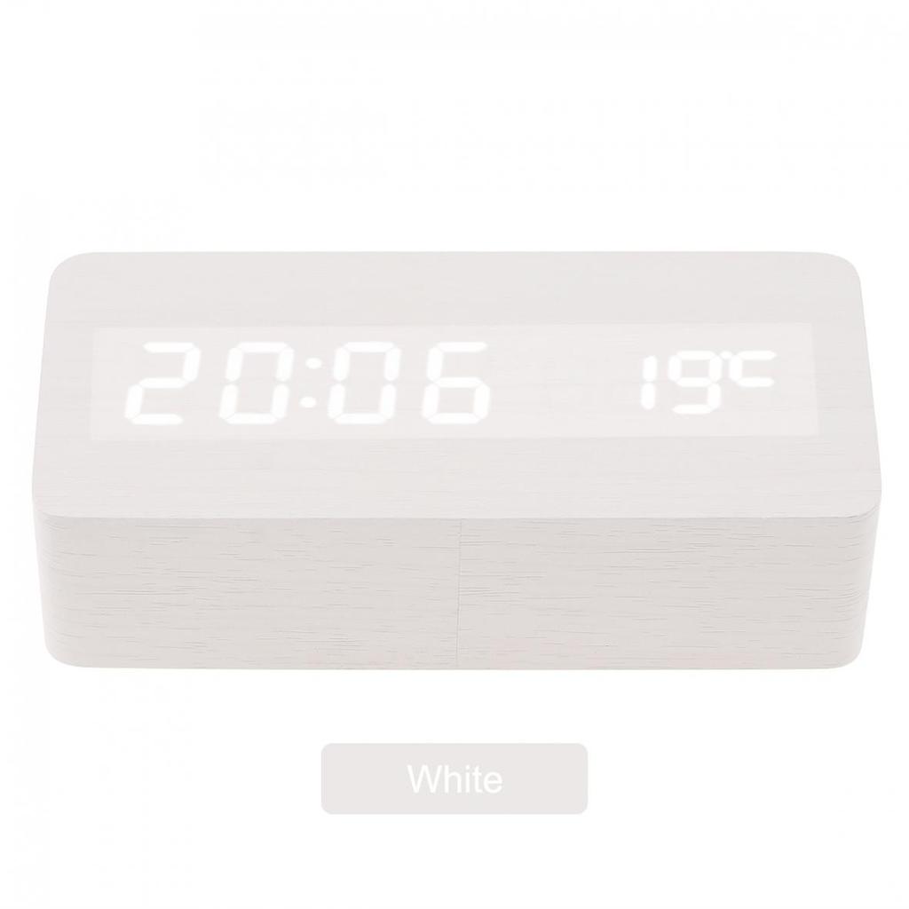 Светодиодный деревянный будильник, голосовое управление, время, дата, температура, цифровые прямоугольные настольные часы