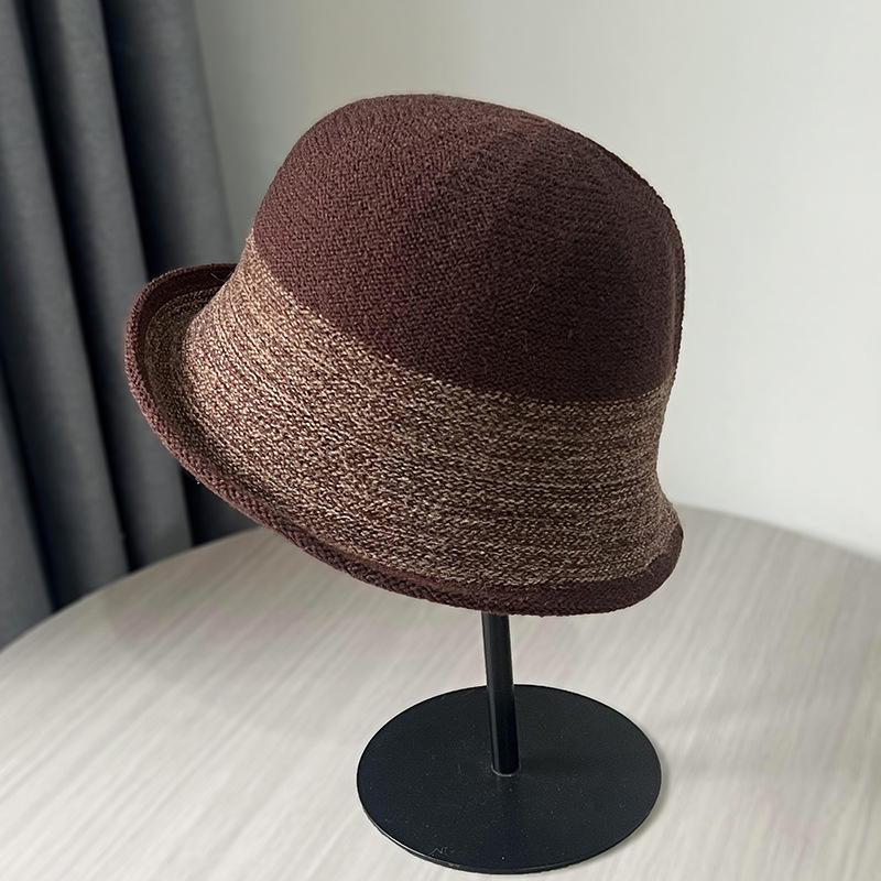 Ретро гофрированная рыбацкая шляпа детская осень и зима британский темперамент котелок показывает маленькое лицо элегантная шерстяная шляпа-котелок тренд