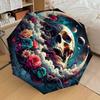 1pc Floral Cosmic Skull Yin-Yang Umbrella with Plastic Handle,Suitable for All Seasons Home Travel Outdoor UmbrellaDD1570