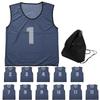Логический детский сет из 12 пронумерованных сетчатых манишек с сумкой для хранения для футбола, баскетбола, футзала, школьных мероприятий, спортивных дней местного самоуправления, темно-синий