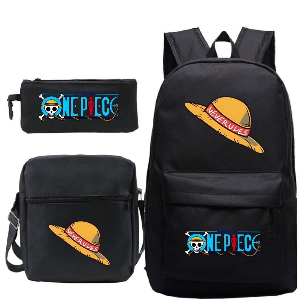 New Animation One Piece Printed Backpack for Primary and Secondary School Students Large Capacity School Bag Combination Three-piece Set