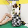Unisex Plaid Nylon Female Travel Daypack Laptop Backpack Schoolbags School Casual Rucksack Women Bag