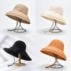 Fashion Womens Summer Sun Hat With Large Brim Cotton Linen Uv Sunshade Foldable Beach Cap
