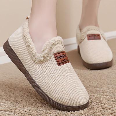 Хлопковые туфли женские осенне-зимние новые теплые домашние повседневные хлопковые тапочки на одном педале с напуском утолщенные женские хлопковые ботинки