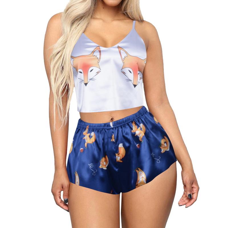 Высокая мода Beatuiful женский пижамный комплект с принтом, комплект из двух предметов, камзол без рукавов, свободные шорты с эластичной резинкой на талии, женская домашняя одежда