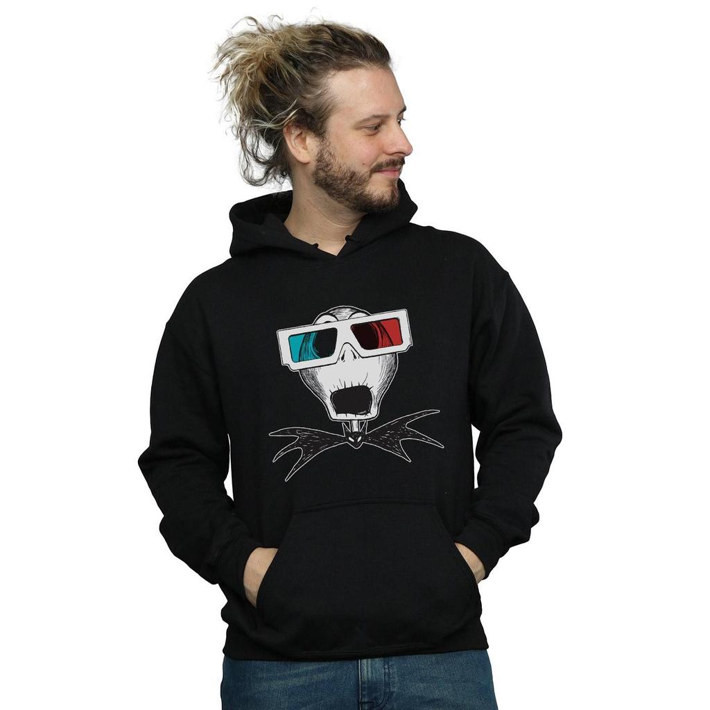 Disney Mens Nightmare Before Christmas Jack Skellington 3D Glasses Hoodie