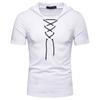 Men's Mesh Hooded T-shirt Men's Hooded  T-Shirt Slim Cotton Blend Solid Color T-shirts Casual Trend Youth Short Sleeve T-Shirt