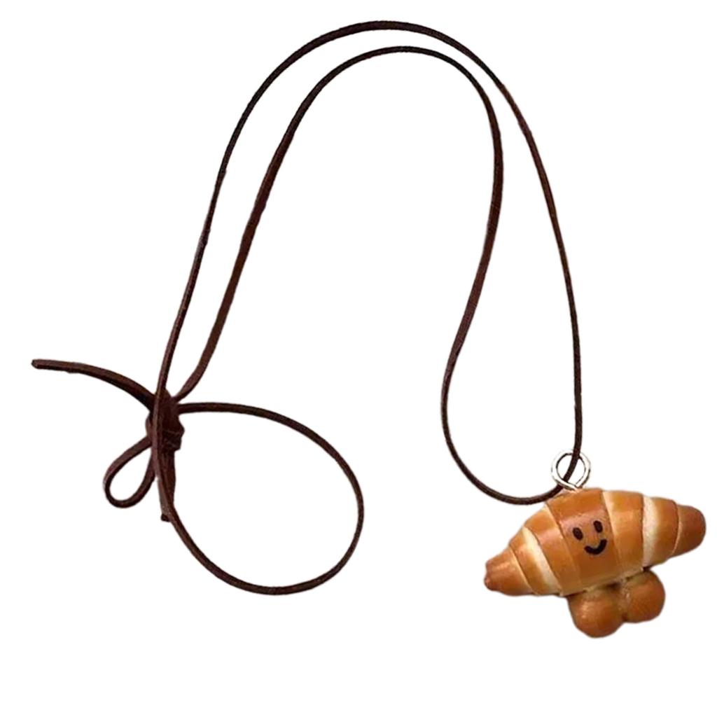 Многофункциональное художественное ожерелье с подвеской в виде хлеба, украшенное миниатюрами в виде венка и улыбающегося кренделя, модный аксессуар