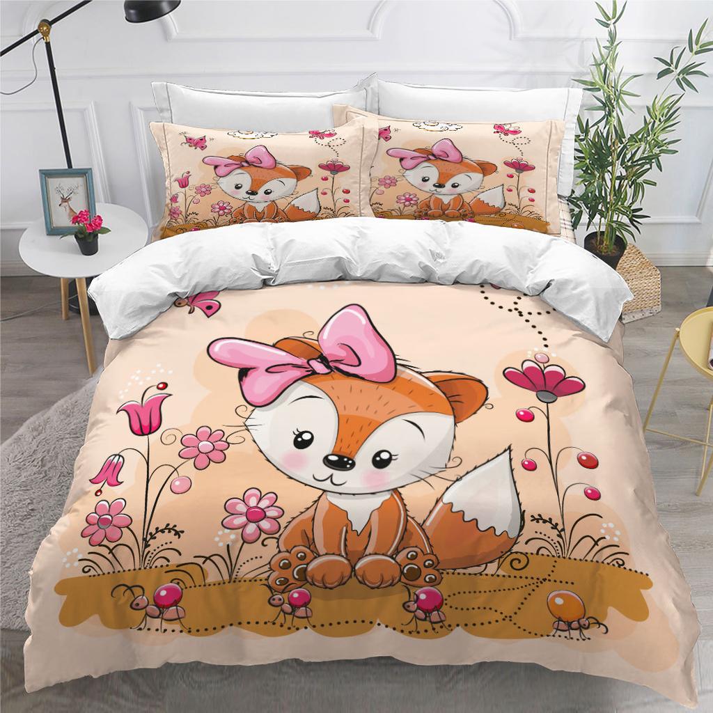 3D Cartoon Animal Bedding Set with High-definition Digital Printed Duvet and Pillowcase 2/3 Pieces Suitable for Children's Room and Home Decoration