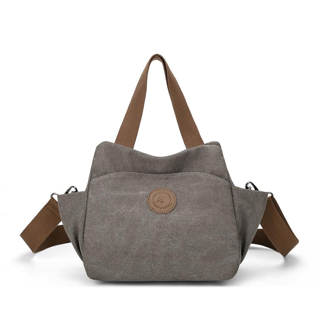 Vintage Canvas Shoulder Bag For Women With Zipper Pockets And Retro Style For Daily Use