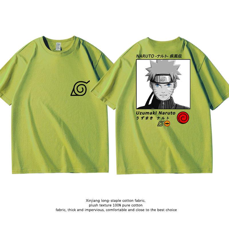 Green Childrens Tshirt Naruto Kakashi Naruto Uchiha Itachi Sasuke Pure Cotton Doublesided Printed Parentchild Casual Tshirt