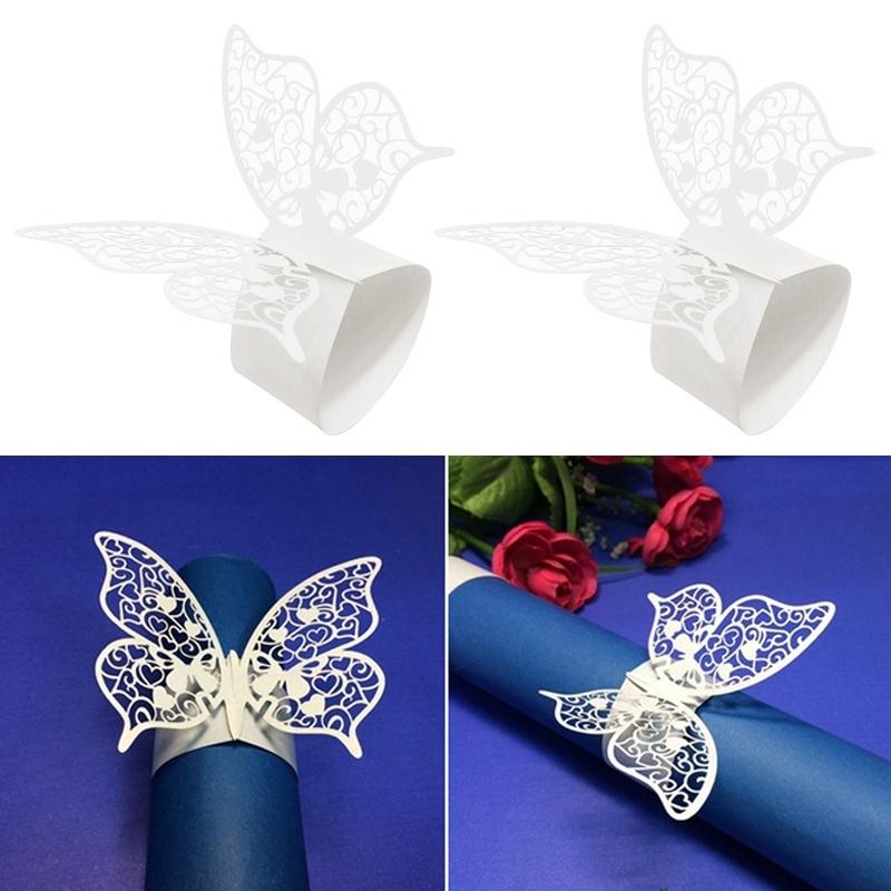 Упаковка из 12 колец для бумажных салфеток в виде бабочек для украшения свадебной вечеринки