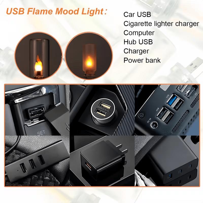 Flame Type USB LED Night Light Frosted Clear Glass Flickering Dynamic Flame Light Touch Control Mood Lighting for Car Home Lamp