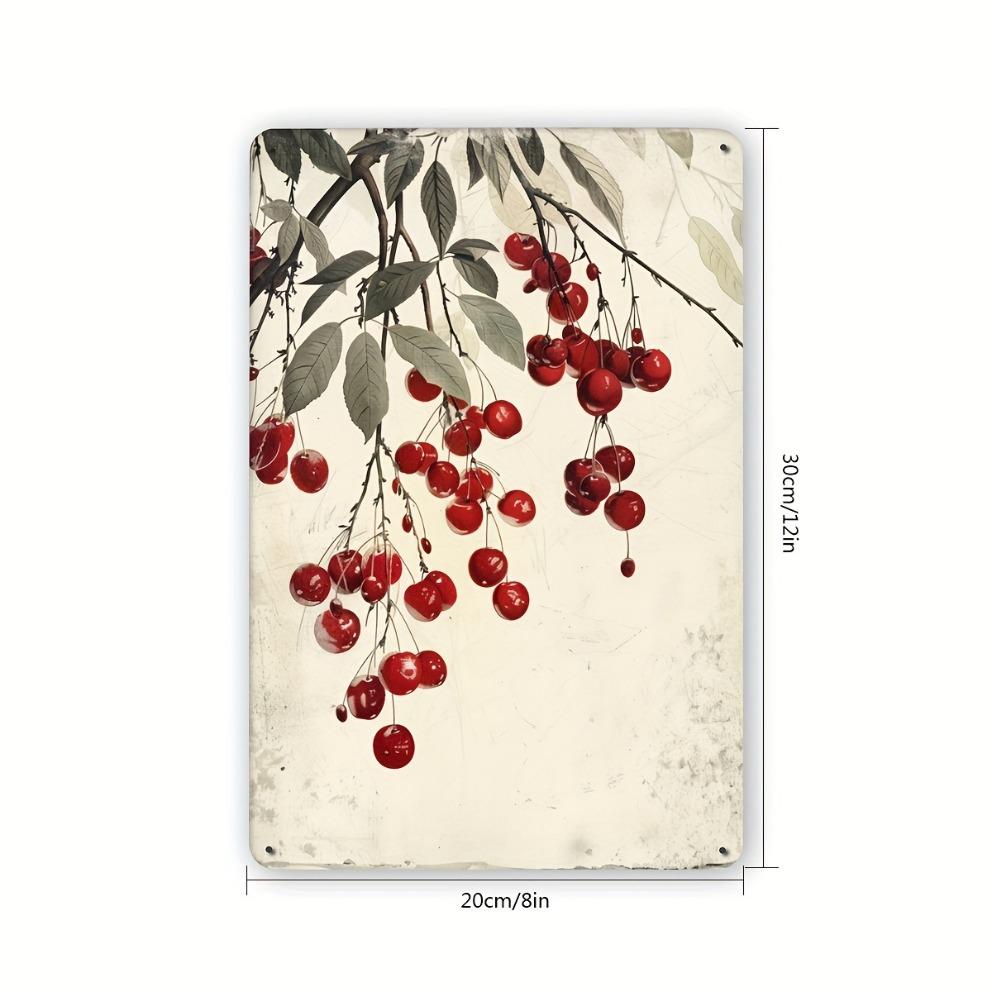 Винтажная металлическая табличка с вишней - Не ржавеющий настенный декор для домашнего бара, кафе и уличного декора, Классический элегантный акцент